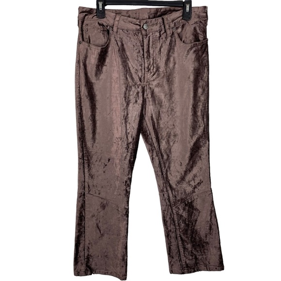 Free People | Brown Velvet Bootcut Crop Pants - Picture 1 of 11